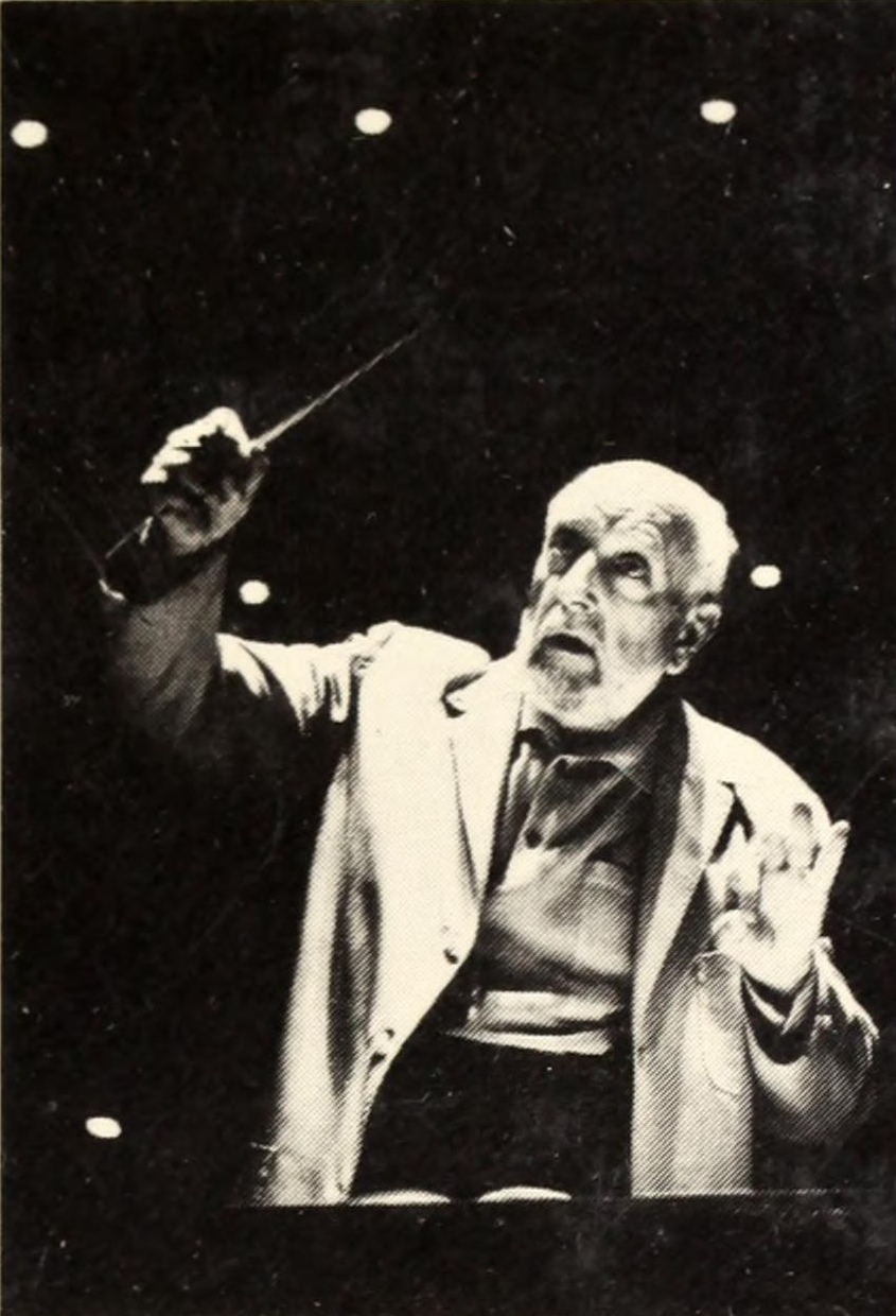 Ernest ANSERMET, un portrait fait par Godfrey MacDomnic, env. 1968, publié entre autres en couverture de l'ouvrage «Conversations with conductors», Robert Chesterman, Robson Books, 1976