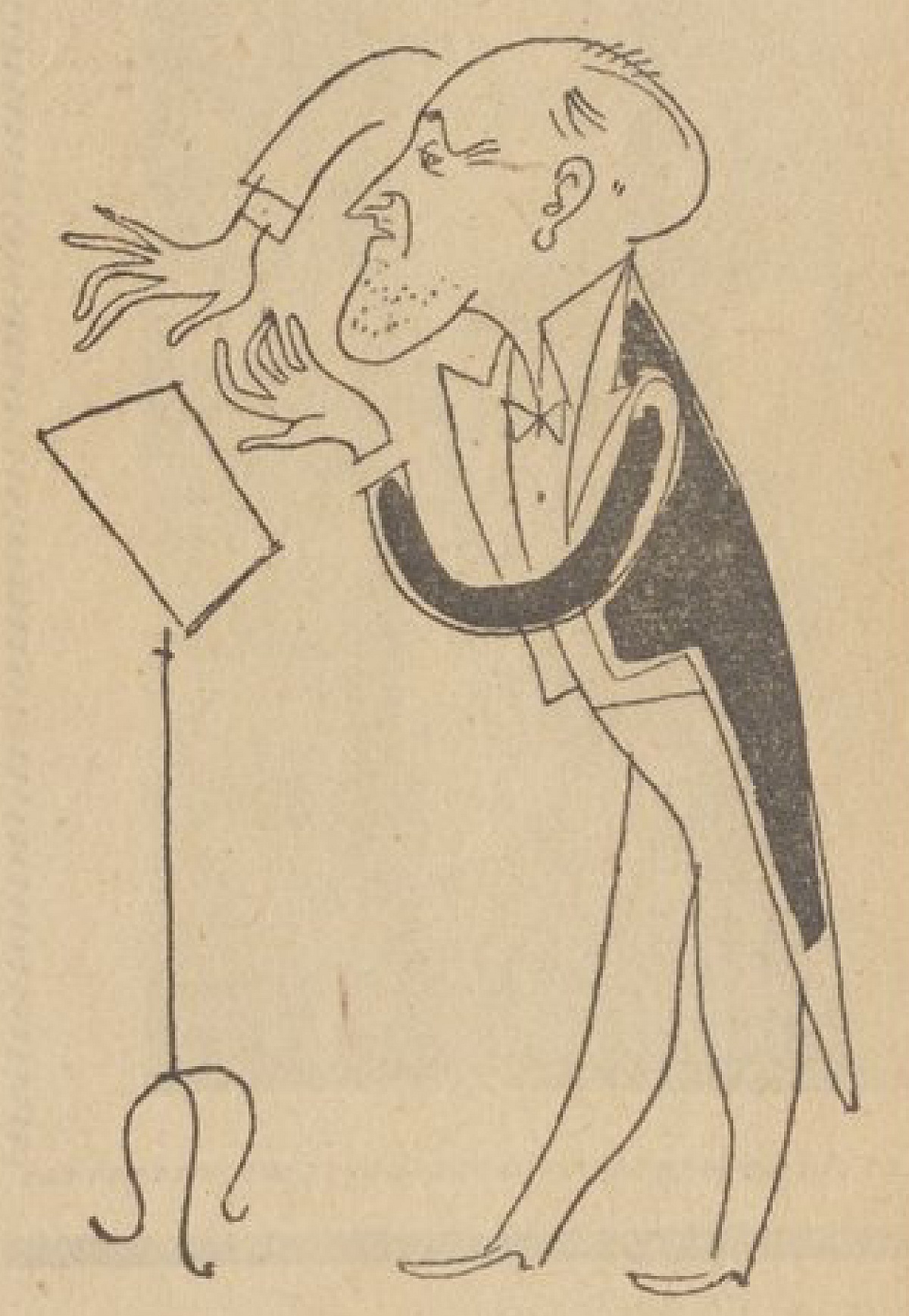 Ernest Ansermet «croqué» par le dessinateur Vary en 1946, dessin paru dans un quotidien parisien - Cliquer sur la photo pour l'original et ses références