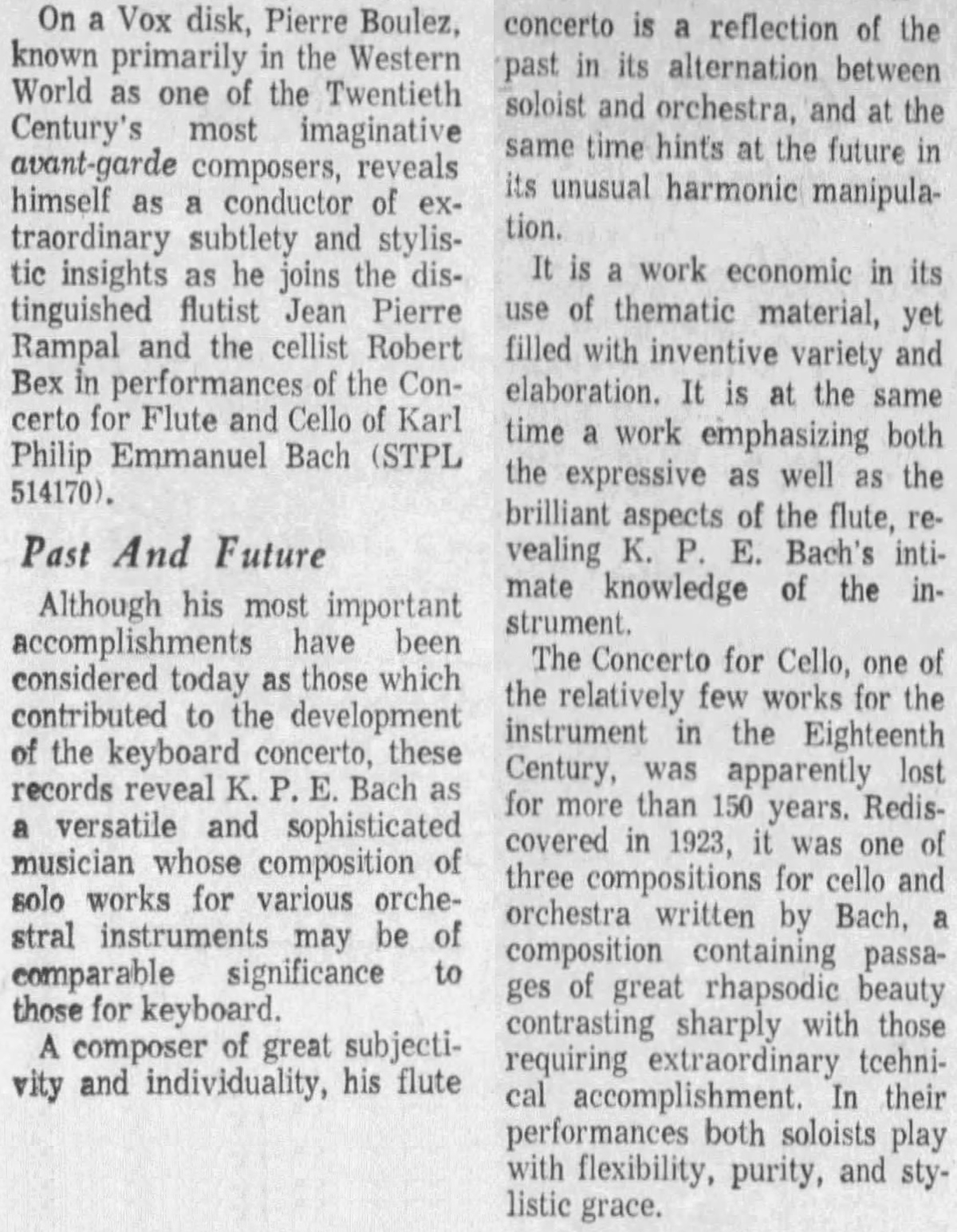 Cité de la chronique de Florestan Croche, quotidien «The Baltimore Sun» du 11 avril 1965, page 111