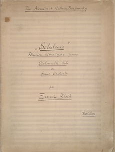 Page de garde de la partition, Bloch, Ernest, and Library Of Congress. Schelomo Rapsodie Hébraïque Pour Violoncelle Solo Et Grand Orchestre. , Monographic, 1916. Notated Music. Retrieved from the Library of Congress, <www.loc.gov/item/2007579138/>, Cliquer sur la photo pour une vue agrandie et les références