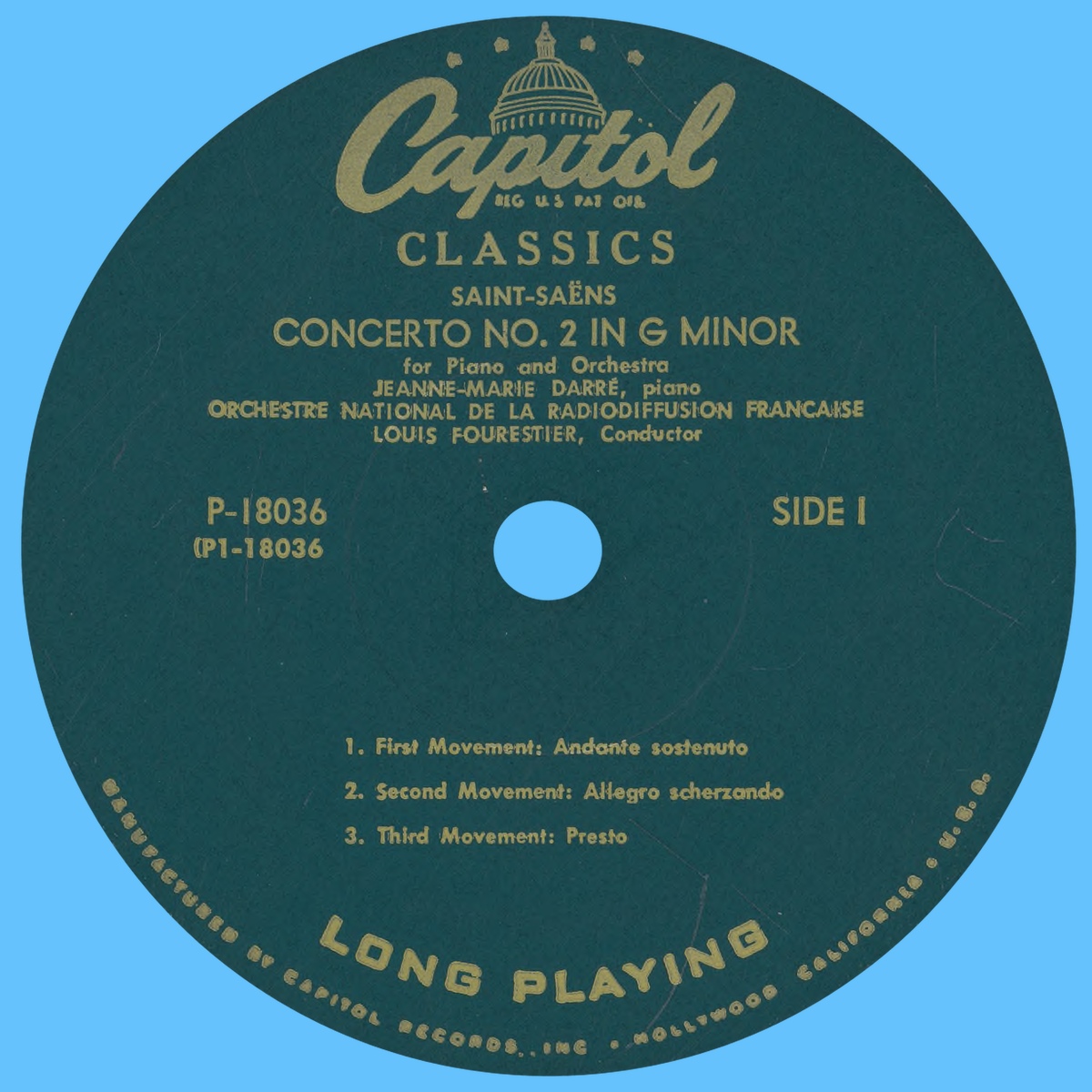 Étiquette recto du disque Capitol P 18036