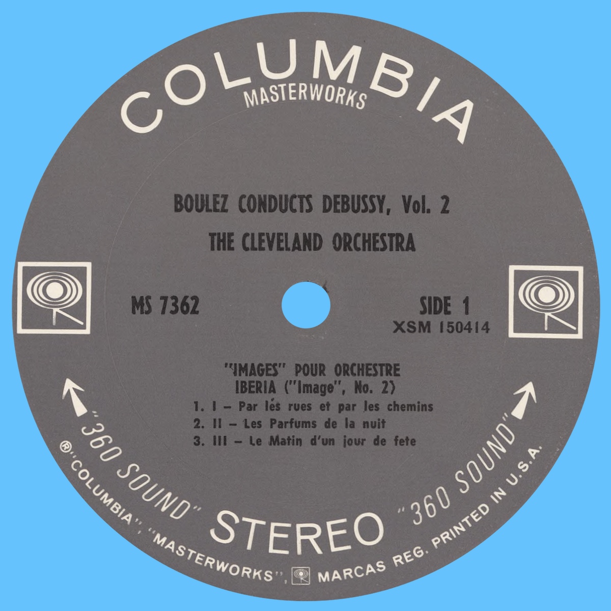 Étiquette recto du disque Columbia MS 7362