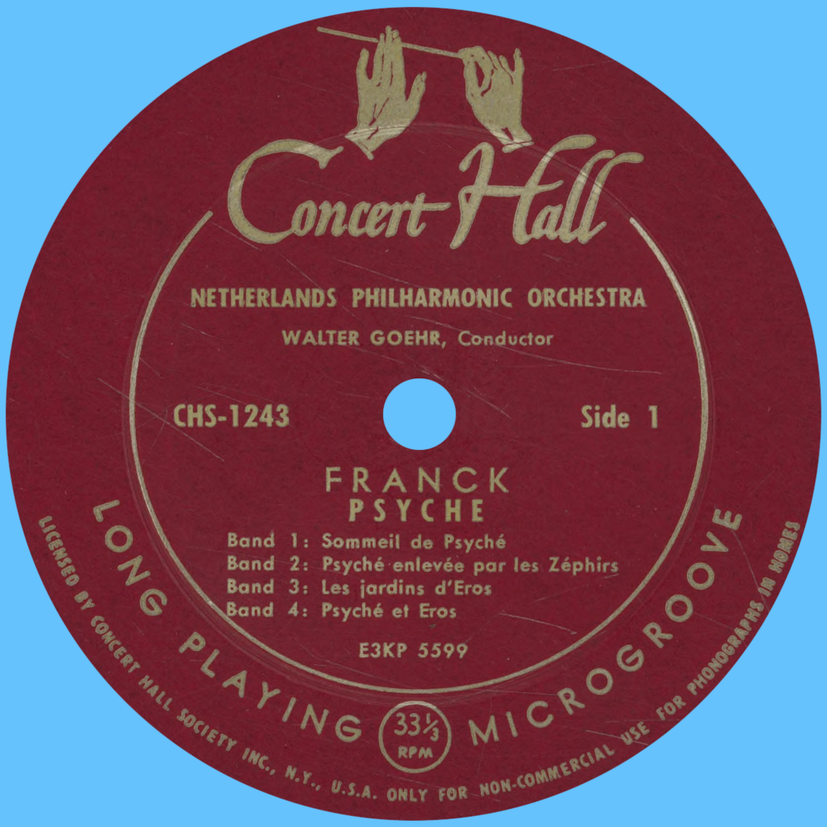 Étiquette recto du disque Concert Hall CHS-1243