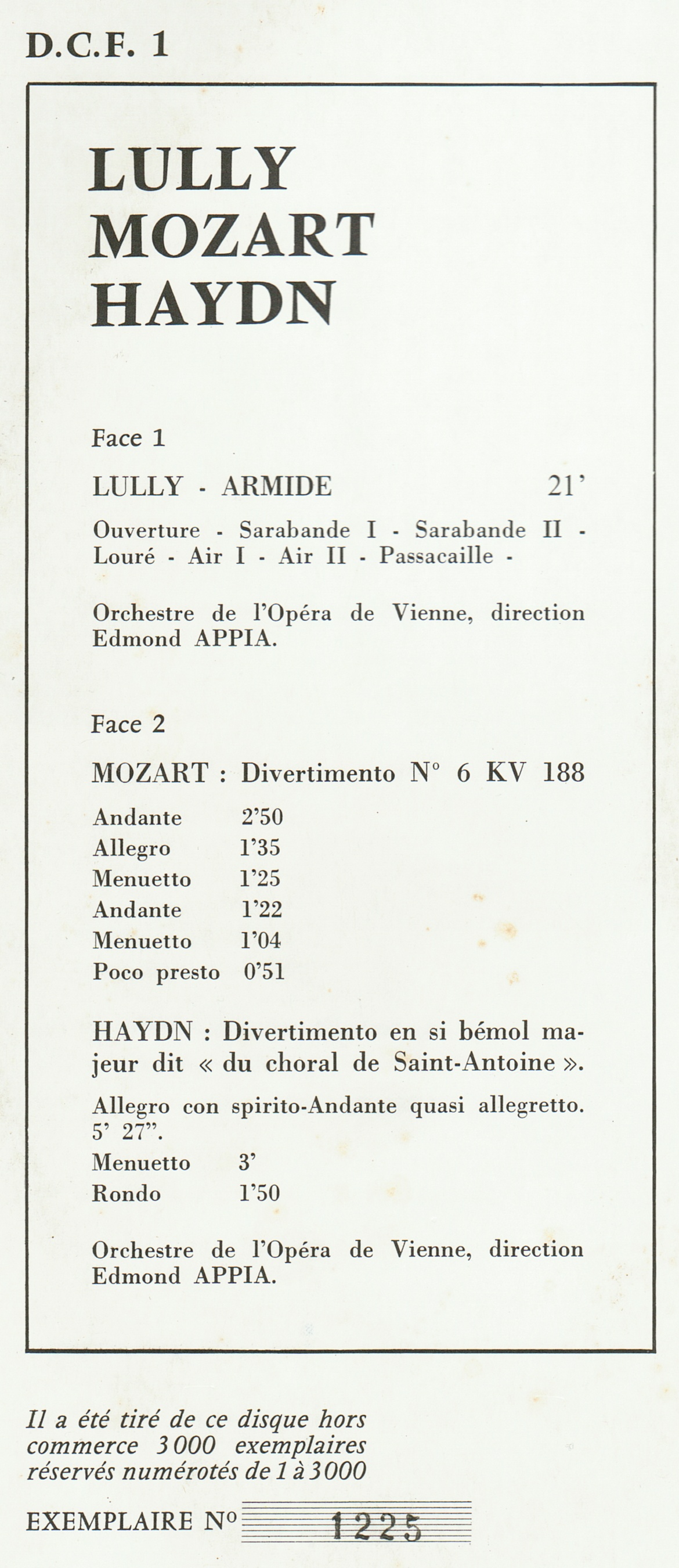 Extrait du verso de la pochette du disque D.C.F. 1, cliquer pour une vue agrandie