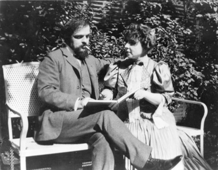 Claude Debussy et son épouse Emma, date exacte, lieu et photographe inconnus