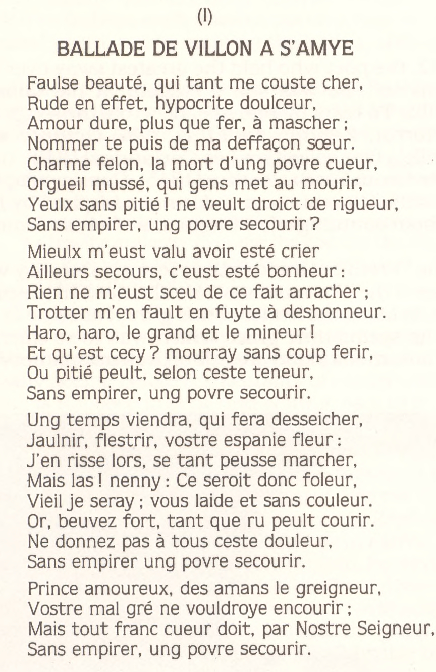 Ballade de Villon à s'amye