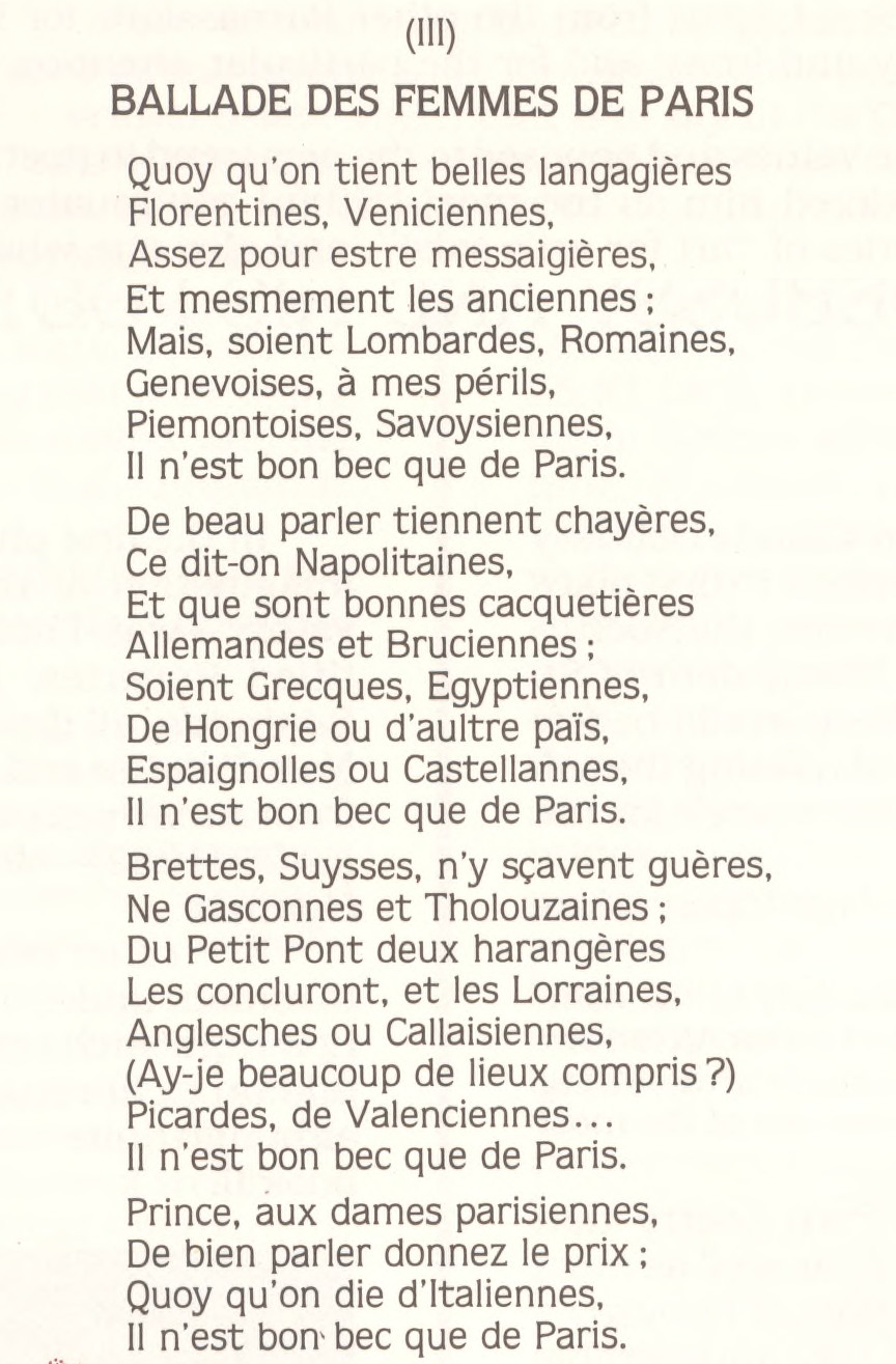 Ballade des femmes de Paris
