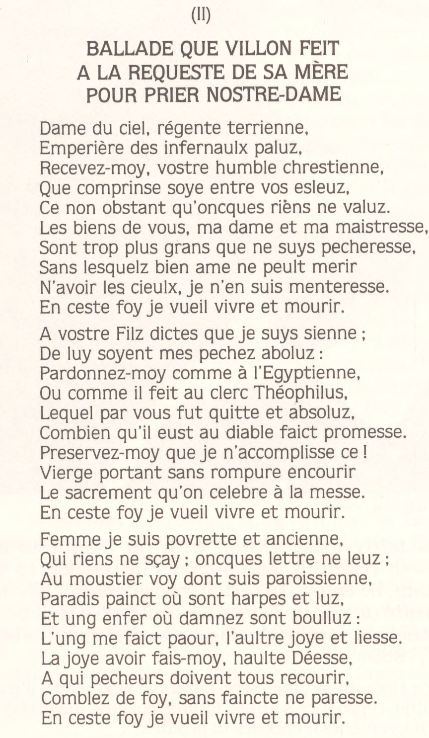 Ballade que Villon fait à la requeste de sa mère