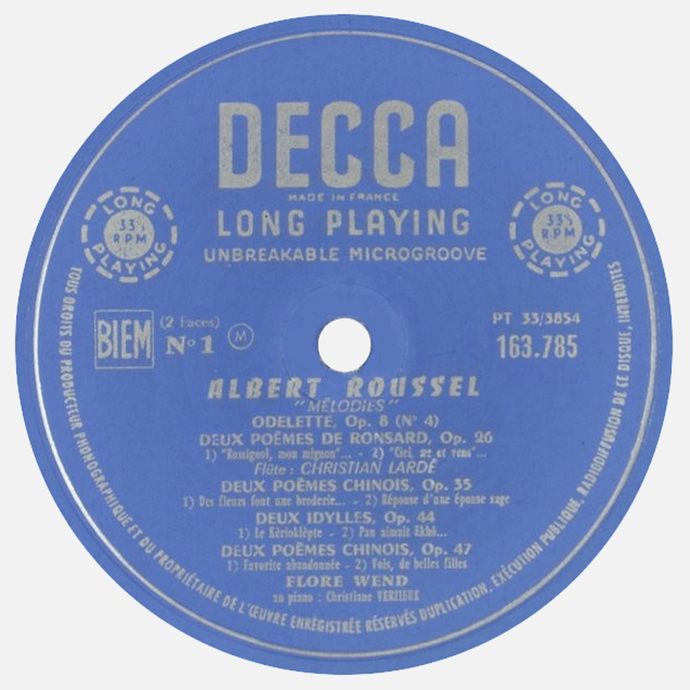 Étiquette du disque DECCA 163.785, cliquer pour plus d'infos