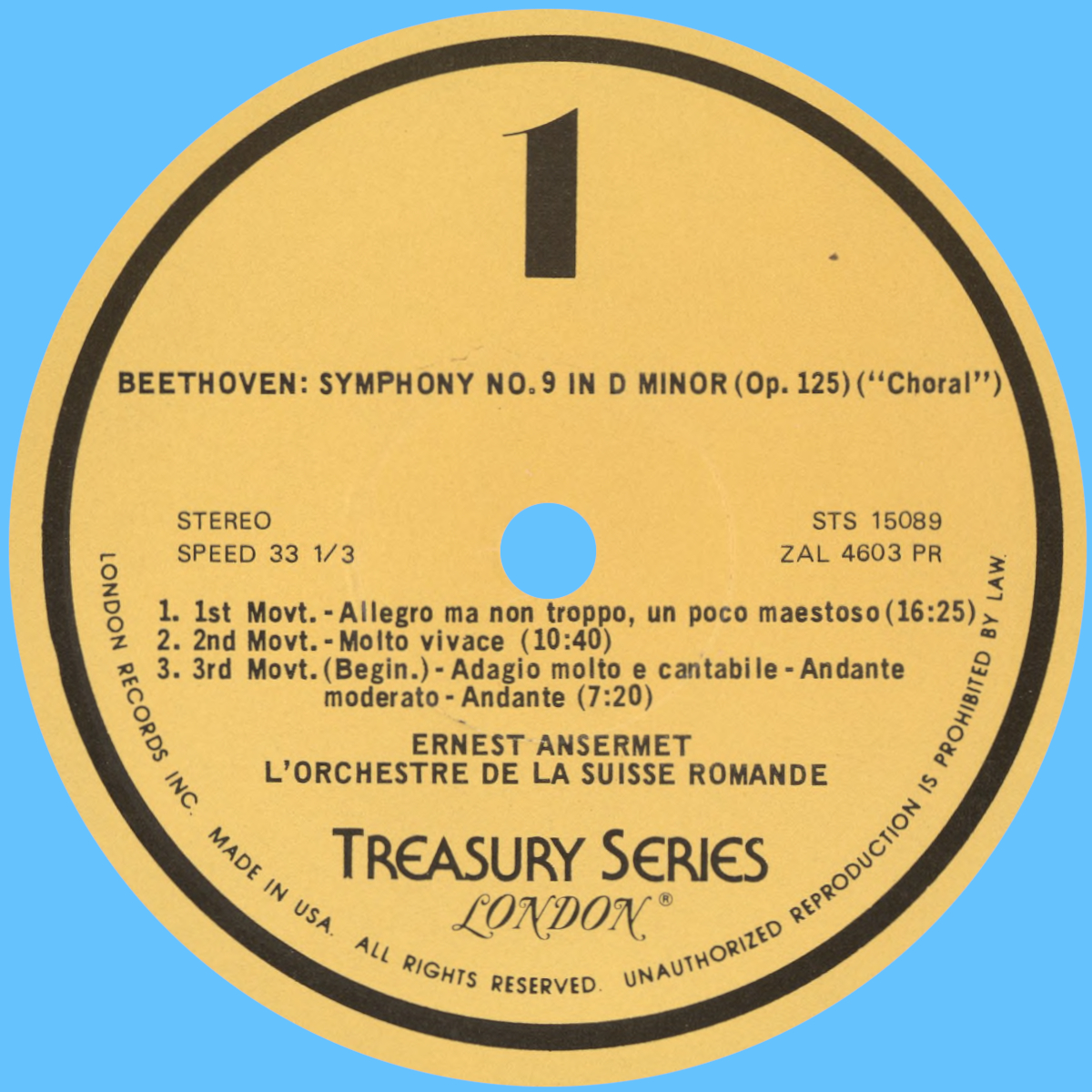 Étiquette recto du disque Decca London STS 15089