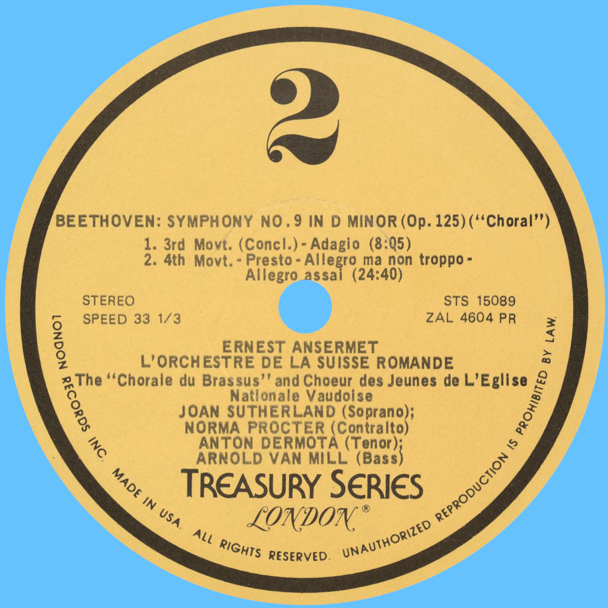 Étiquette versoo du disque Decca London STS 15089