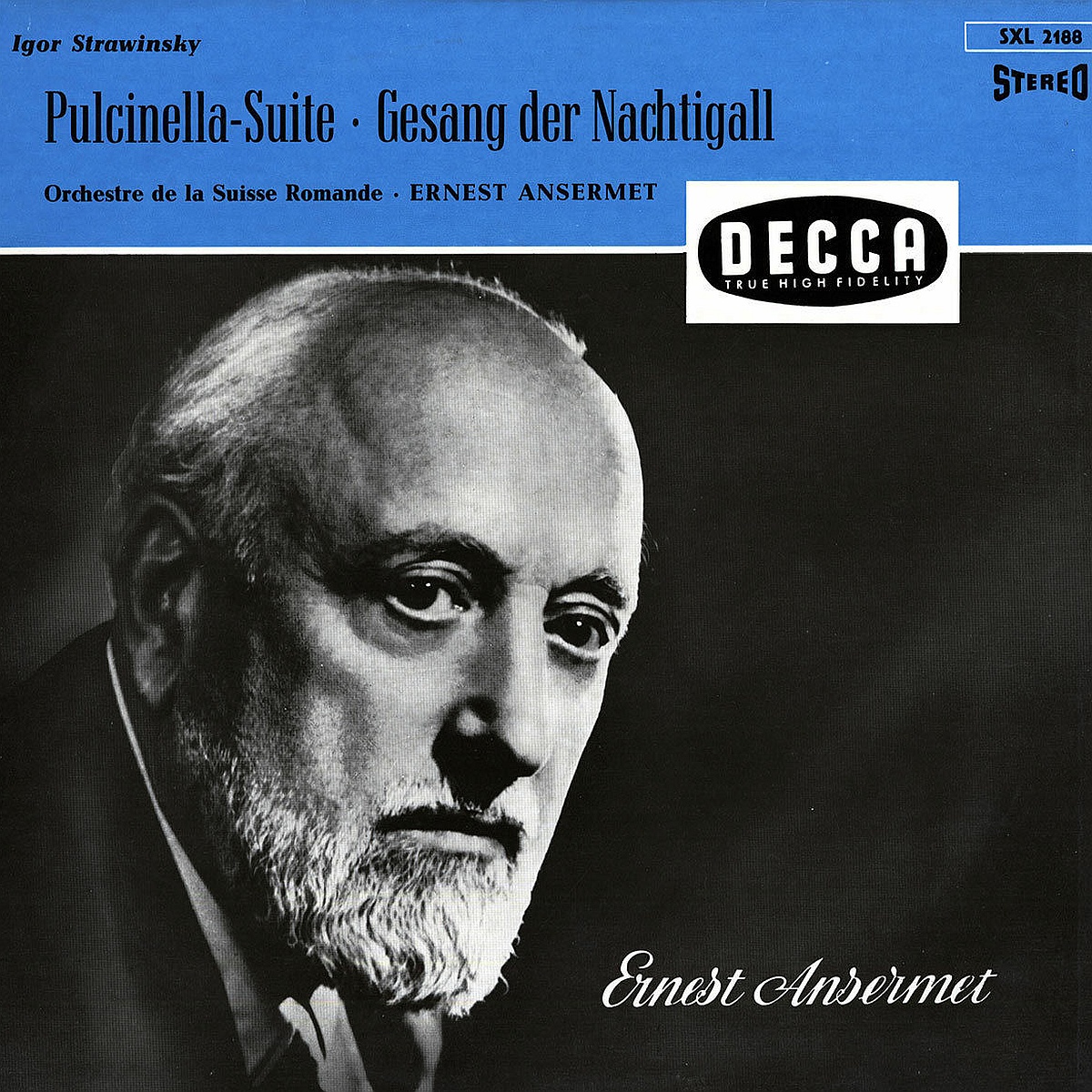 Recto de la pochette du disque Decca SXL 2188, édition allemande