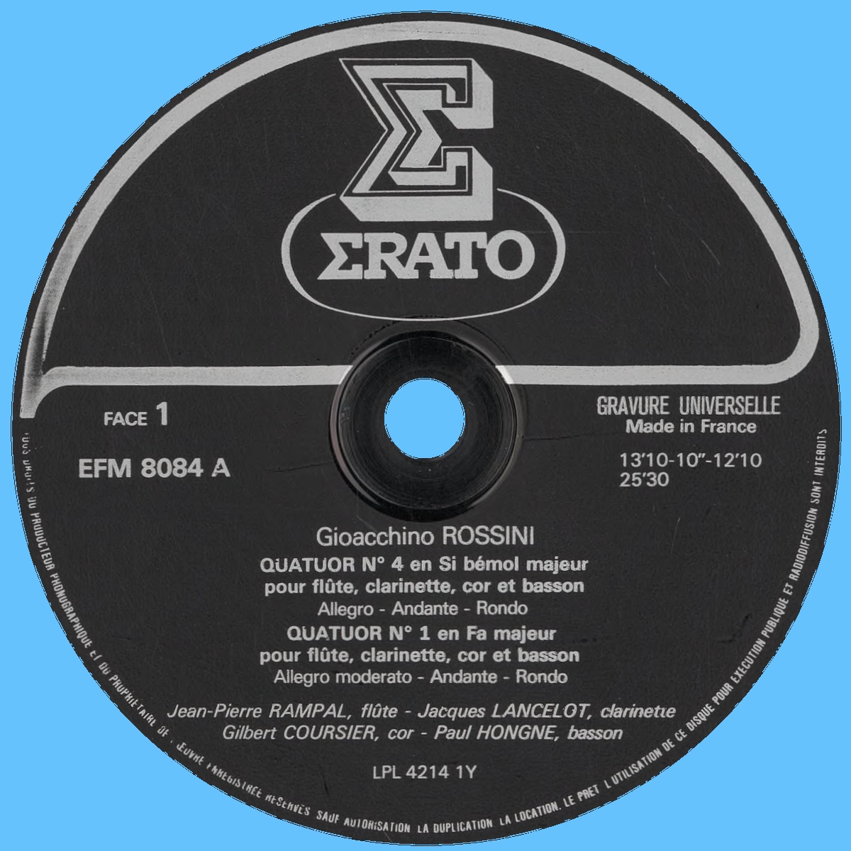 Étiquette recto du disque Erato EFM 8084