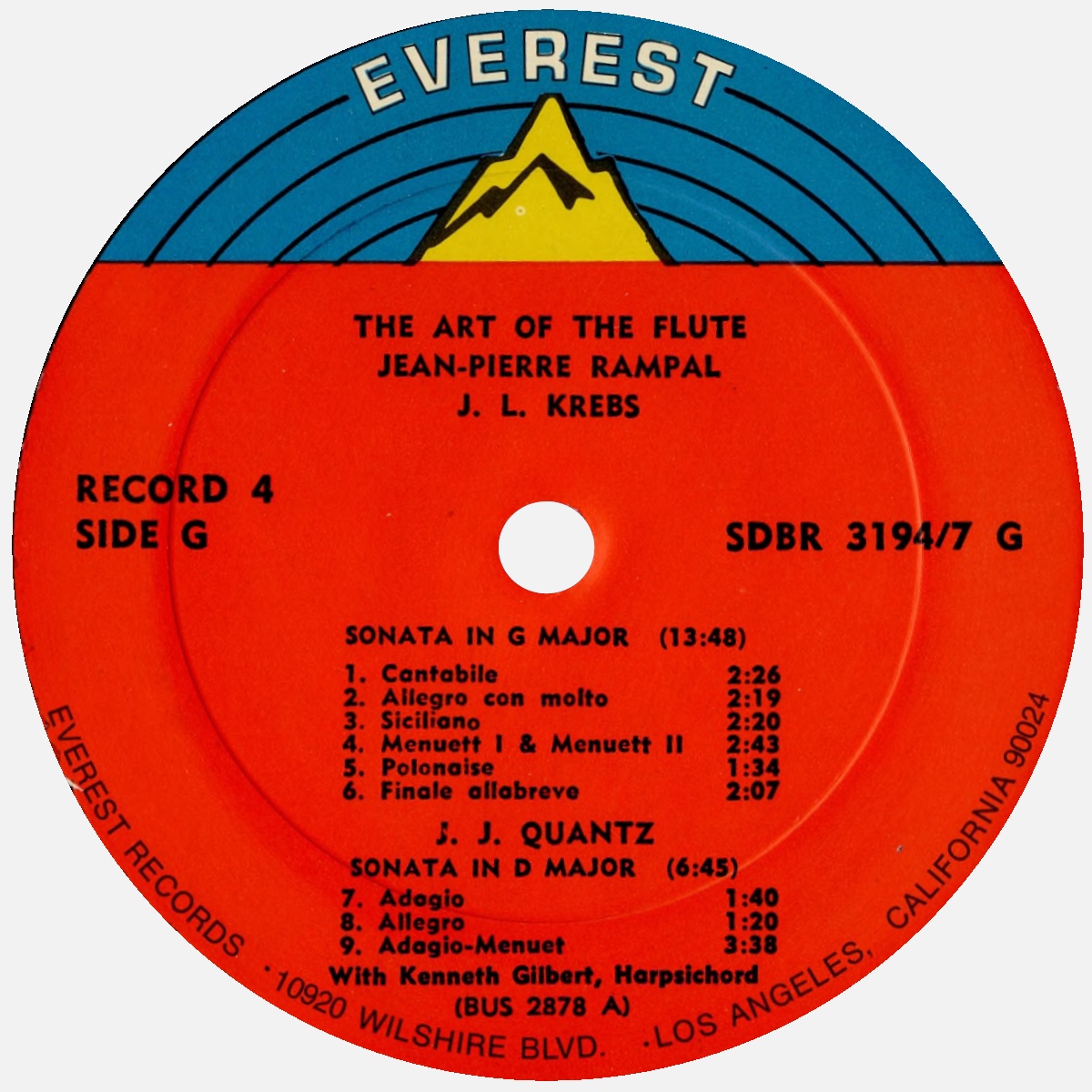Étiquette recto du 4e disque du coffret Everest 3194-7