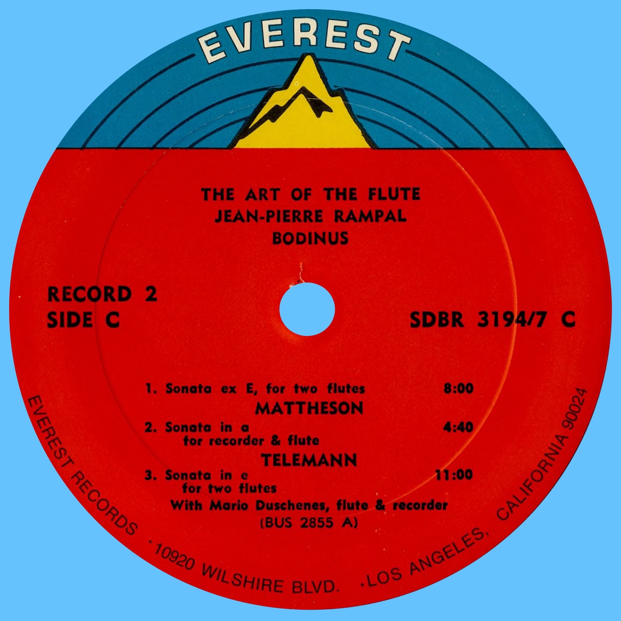 Étiquette verso du 2e disque du coffret Everest 3194-7