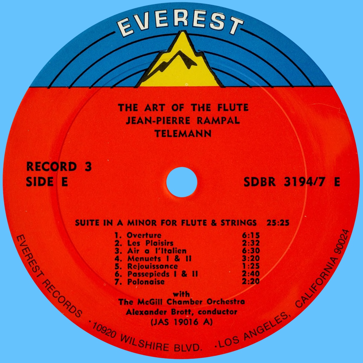 Étiquette recto du 3e disque du coffret Everest 3194-7
