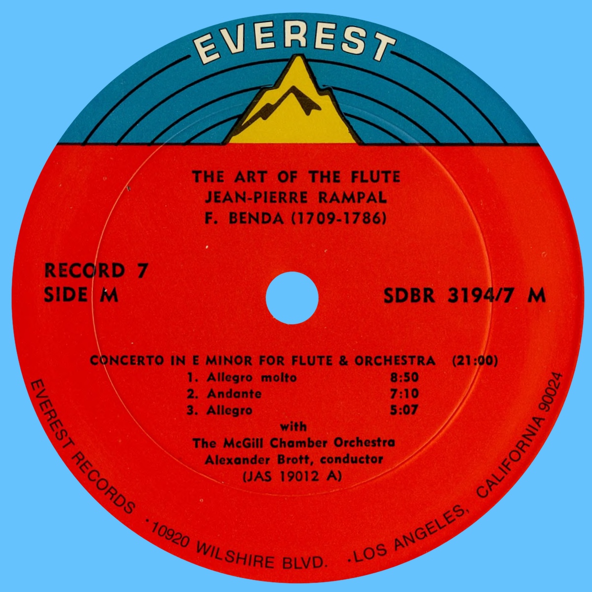 Étiquette recto du 7e disque du coffret Everest 3194-7