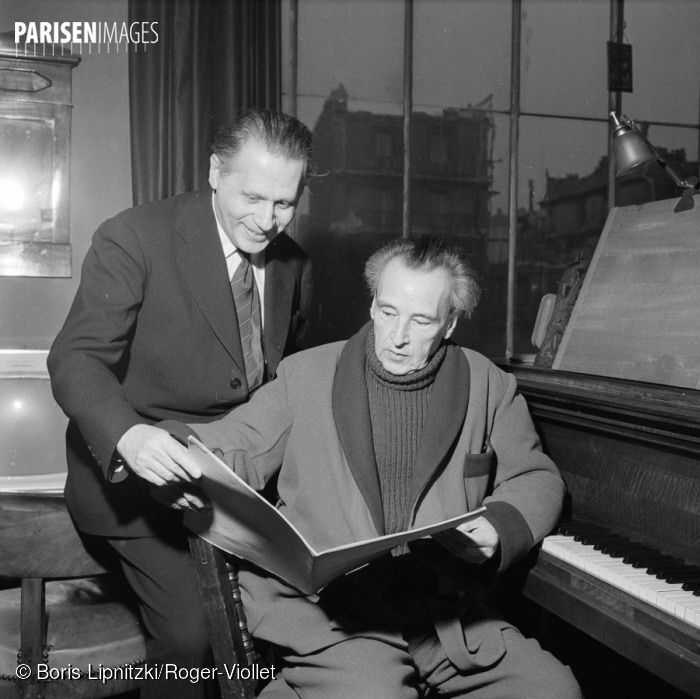 Arthur Honegger, Paris, 1955, avec Marcel Mihalovia, ParisEnImages © Boris Lipnitzki/Roger-Viollet, Cliquer sur la photo pour l'original et ses références