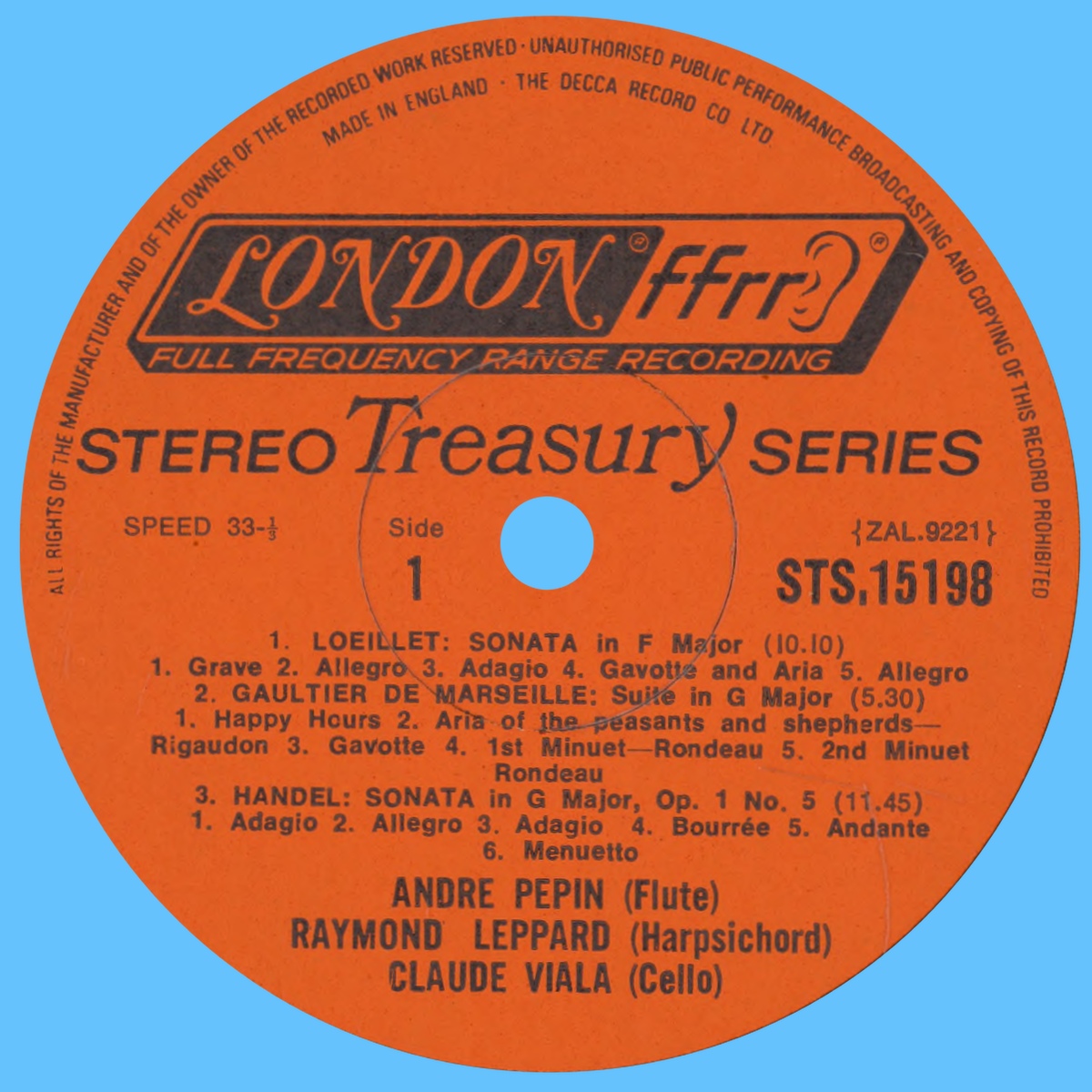 Étiquette recto du disque LONDON STS 15198