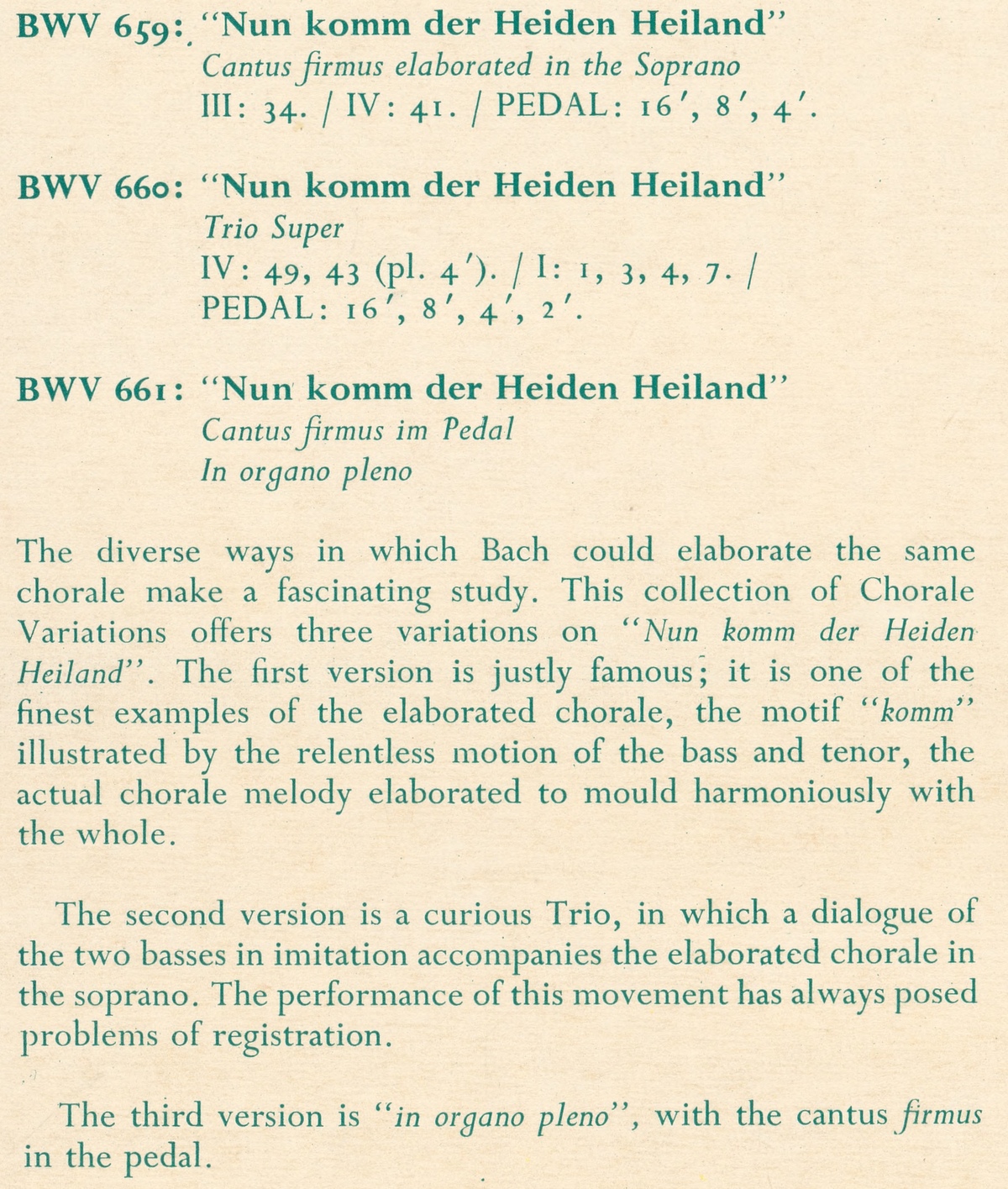 Extraits des notes publiées au verso de la pochette du disque ORYX BACH 1018