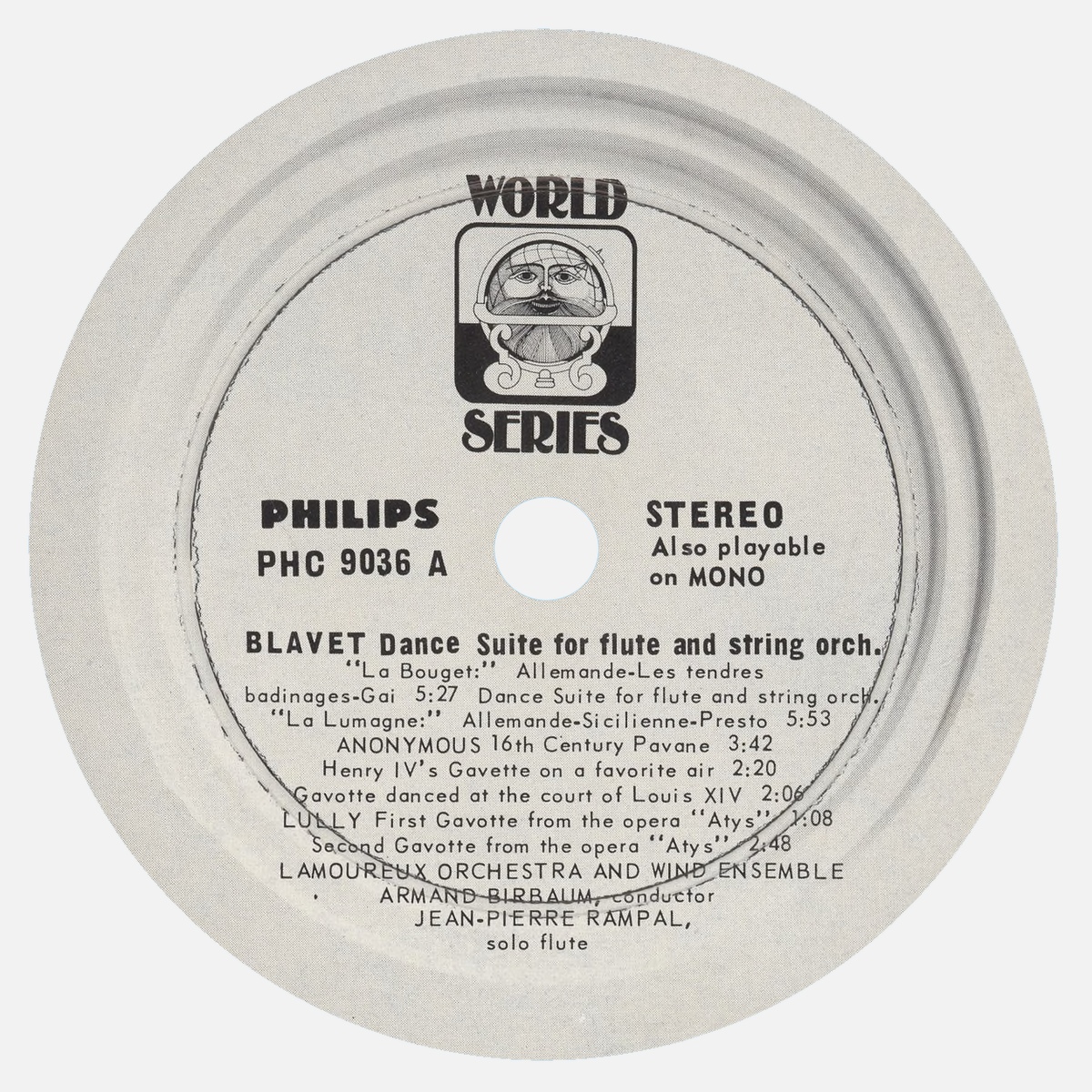 Étiquette recto du disque Philips PHC 9036