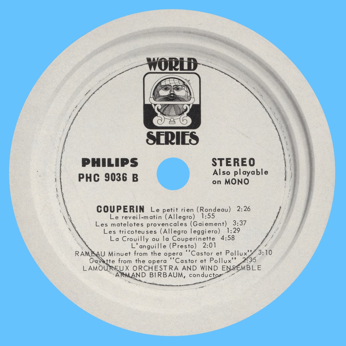 Étiquette verso du disque Philips PHC 9036