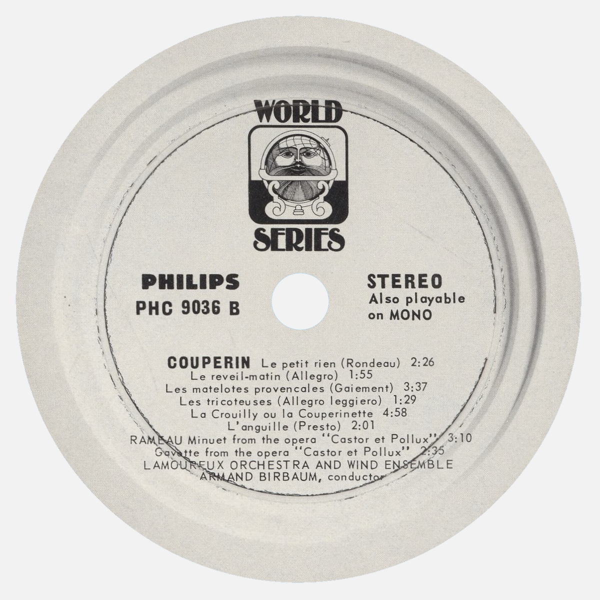 Étiquette verso du disque Philips PHC 9036