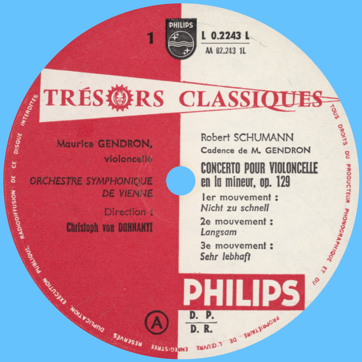 Étiquette recto du disque de l'album Philips-L-02-243-L