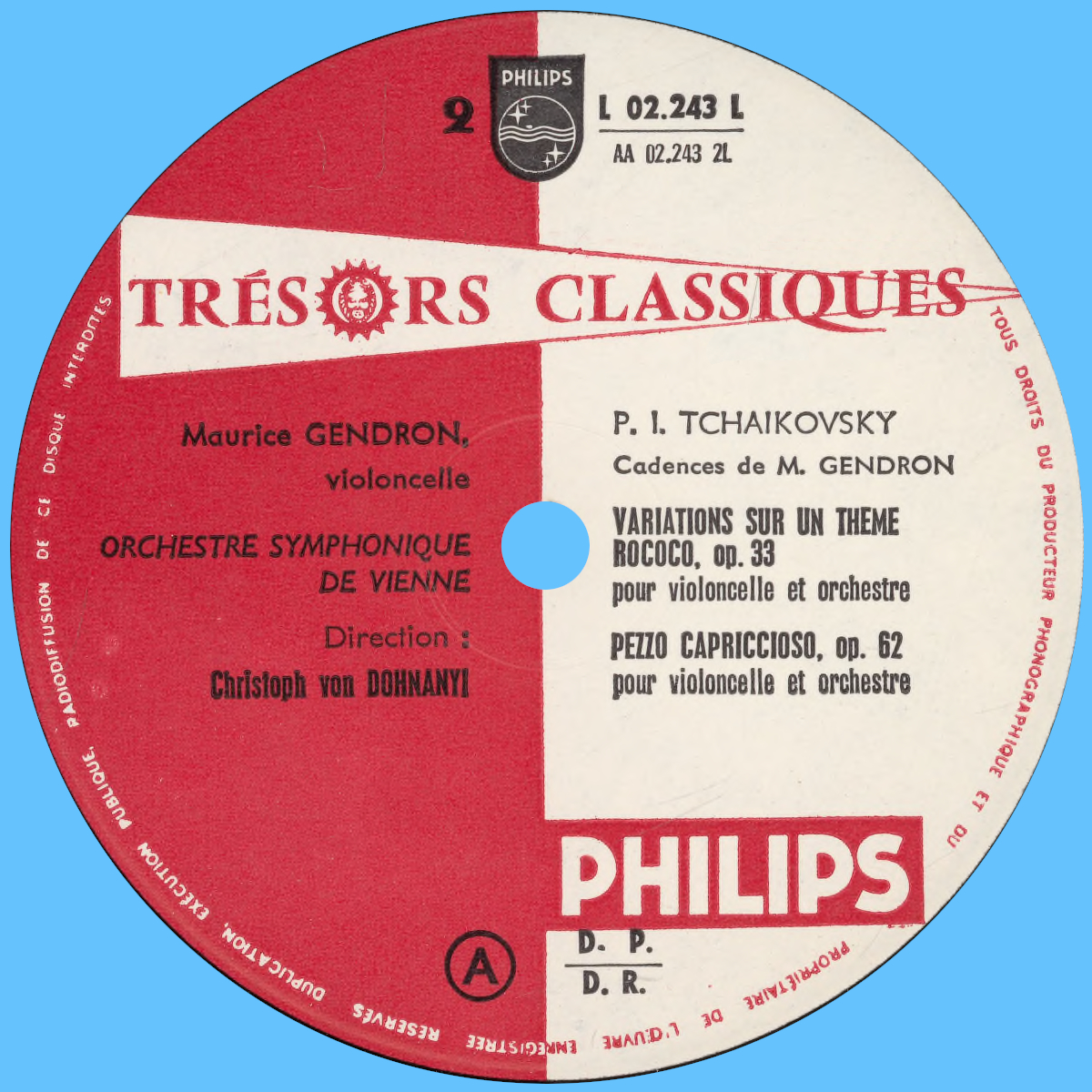 Étiquette verso du disque de l'album Philips-L-02-243-L