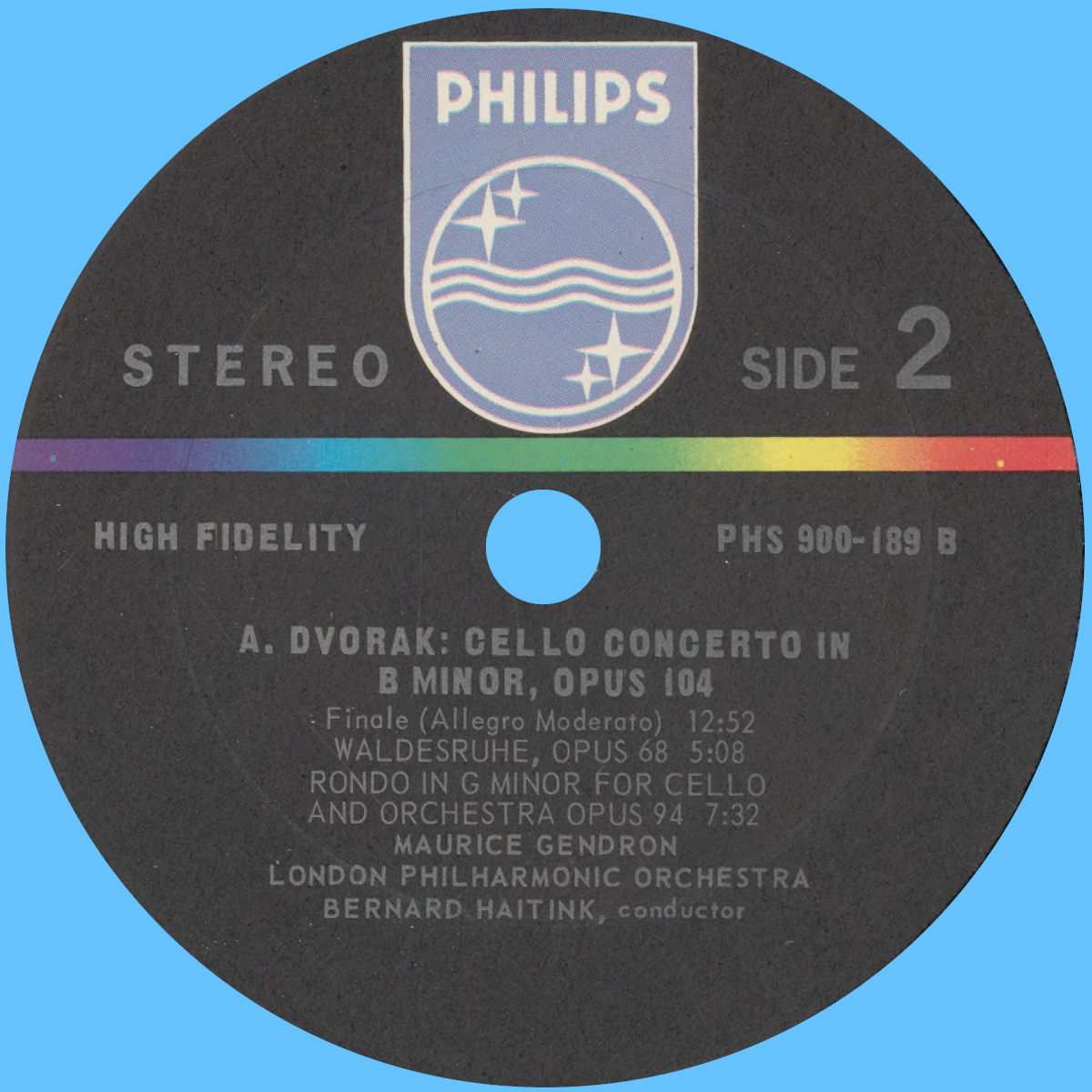 Étiquette verso du disque Philips PHS 900 189