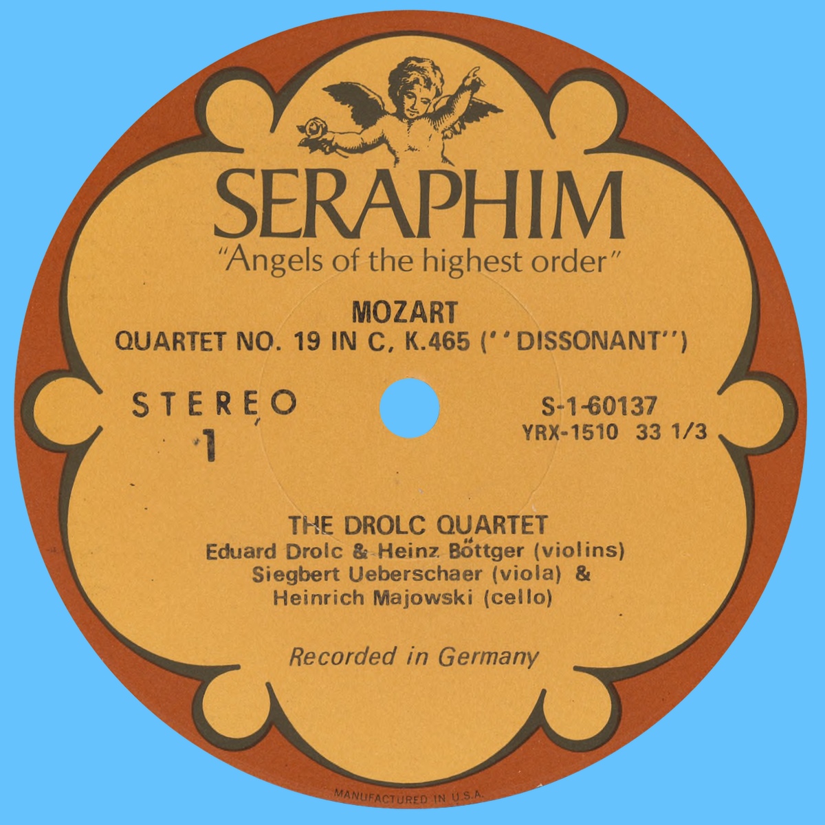 Étiquette recto du disque Seraphim S 60137