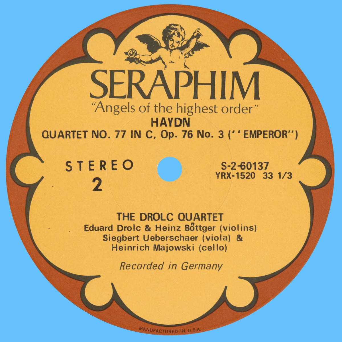 Étiquette verso du disque Seraphim S 60137