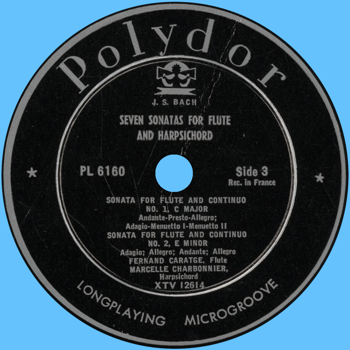 Étiquette du recto du second disque de l'album VOX PL 6160
