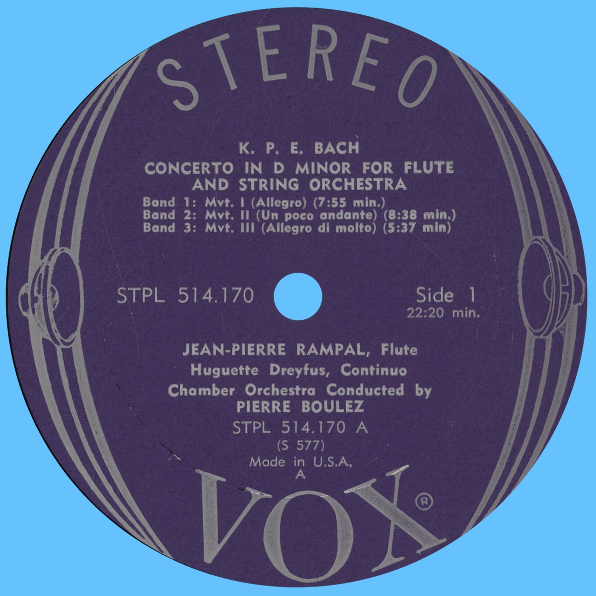 Étiquette recto du disque VOX STPL 514 170